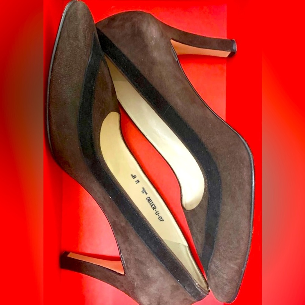 Bally Luxury Brown and Black Suede Heels